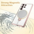 thumbnail image 2 of Dteck with Tempered Glass Screen Protector Magnetic Case for Samsung Galaxy S25 Mag-Safe TPU+PC Clear Case with Camera Lens Protector Stand Shockproof Electroplated Cover,Rosegold, 2 of 8