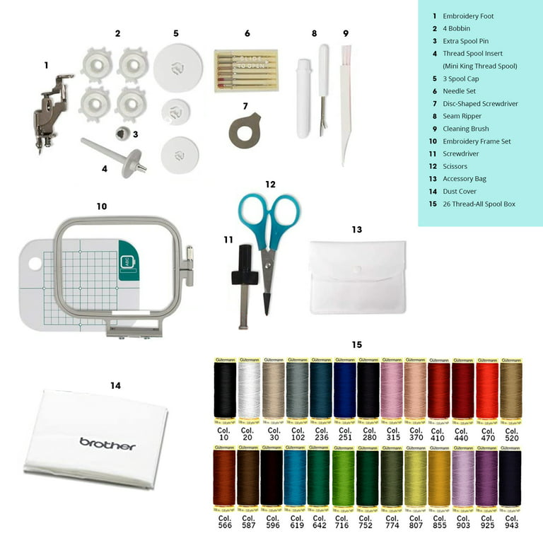 Sewing Starter Kit - 26 Gutermann Sewing Thread 100m Spools and Brother  ST371HD Sewing Machine