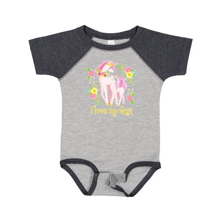 

Inktastic I Love My Gigi Unicorn with Pink and Yellow Flowers Gift Baby Boy or Baby Girl Bodysuit