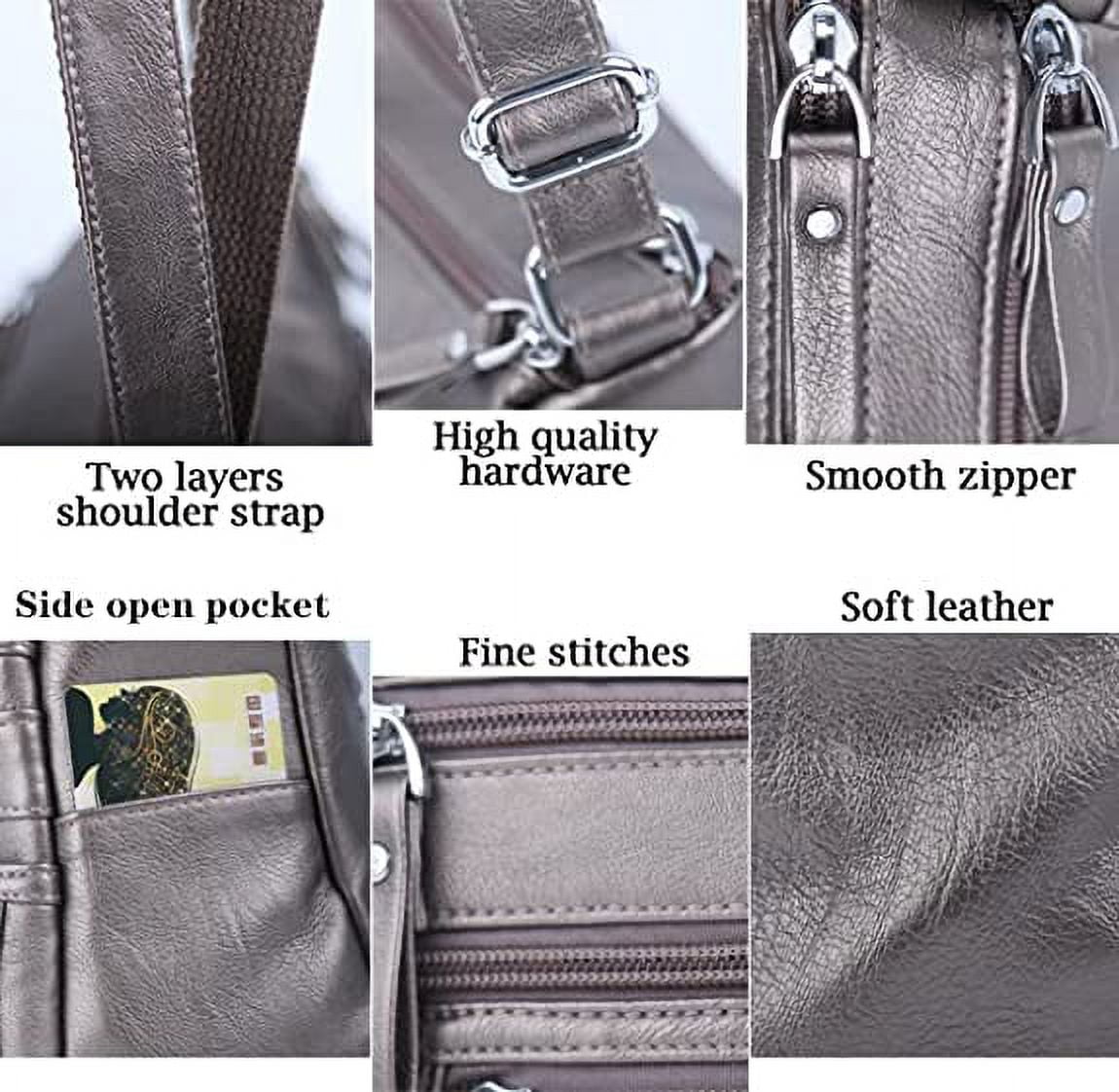 10 Pockets Crossbody Purses for Women Medium Pocketbooks Lightweight Ladies Satchel Bag Multi Pocket Shoulder Handbag