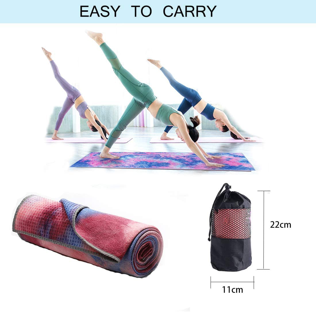 Active Non Slip Yoga Mat Absorbent Towel Exercise Fitness FREE P&P 