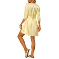 thumbnail image 3 of Unique Bargains Women's 4pcs Satin Pajama Set 3/4 Sleeve Top Nightgown Lace Robe Sets, 3 of 5