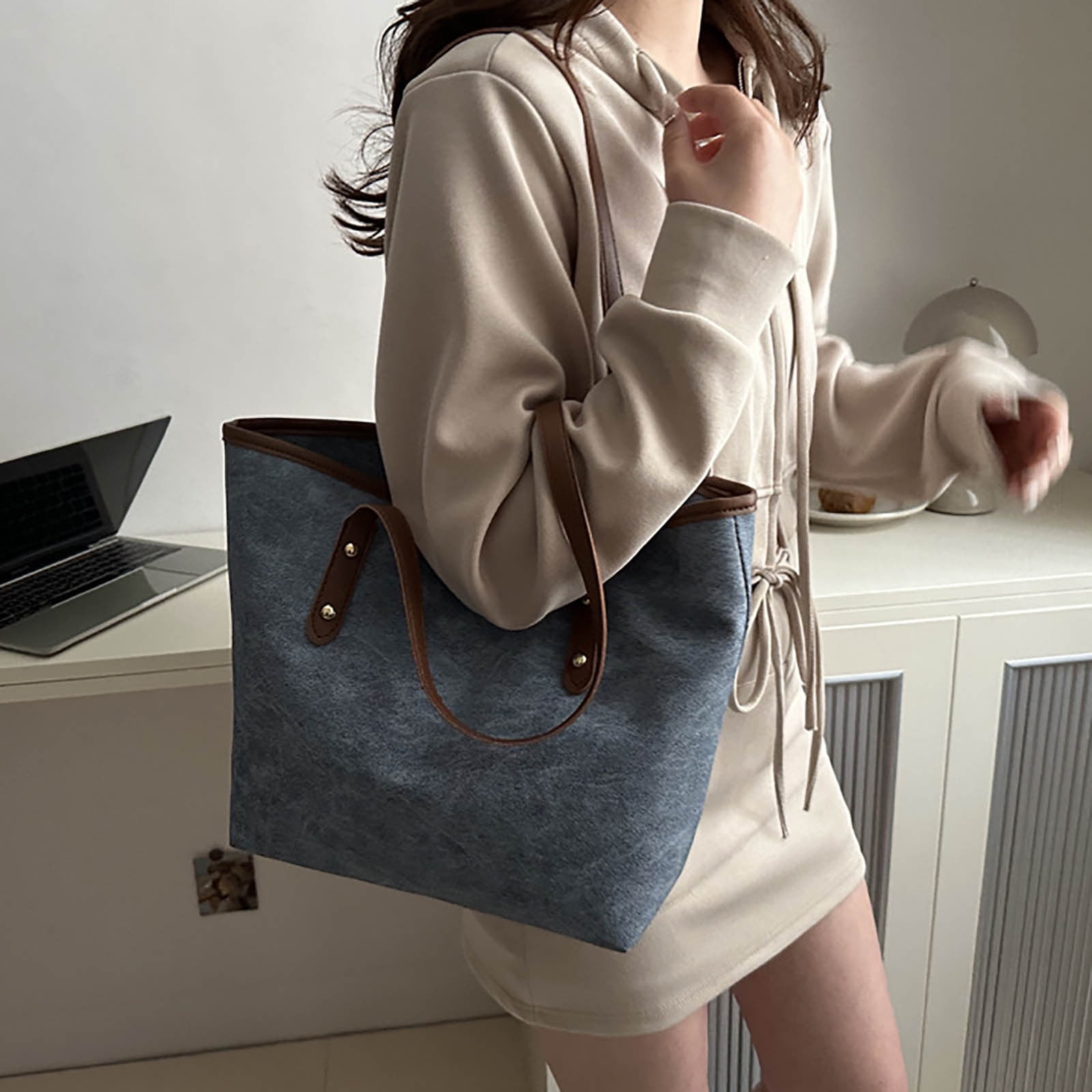 Coollooc Tote Bag Zipper Shoulder Bag Purses for Women Large Casual Handbag Work Dating College