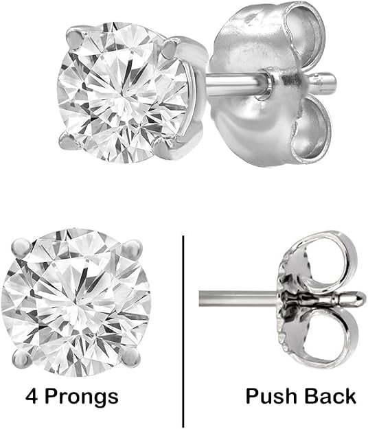 Unique Moments Lab Grown Round Cut Diamond 4 Ctw Stud Earrings in 14K White Gold, Jewelry for Women