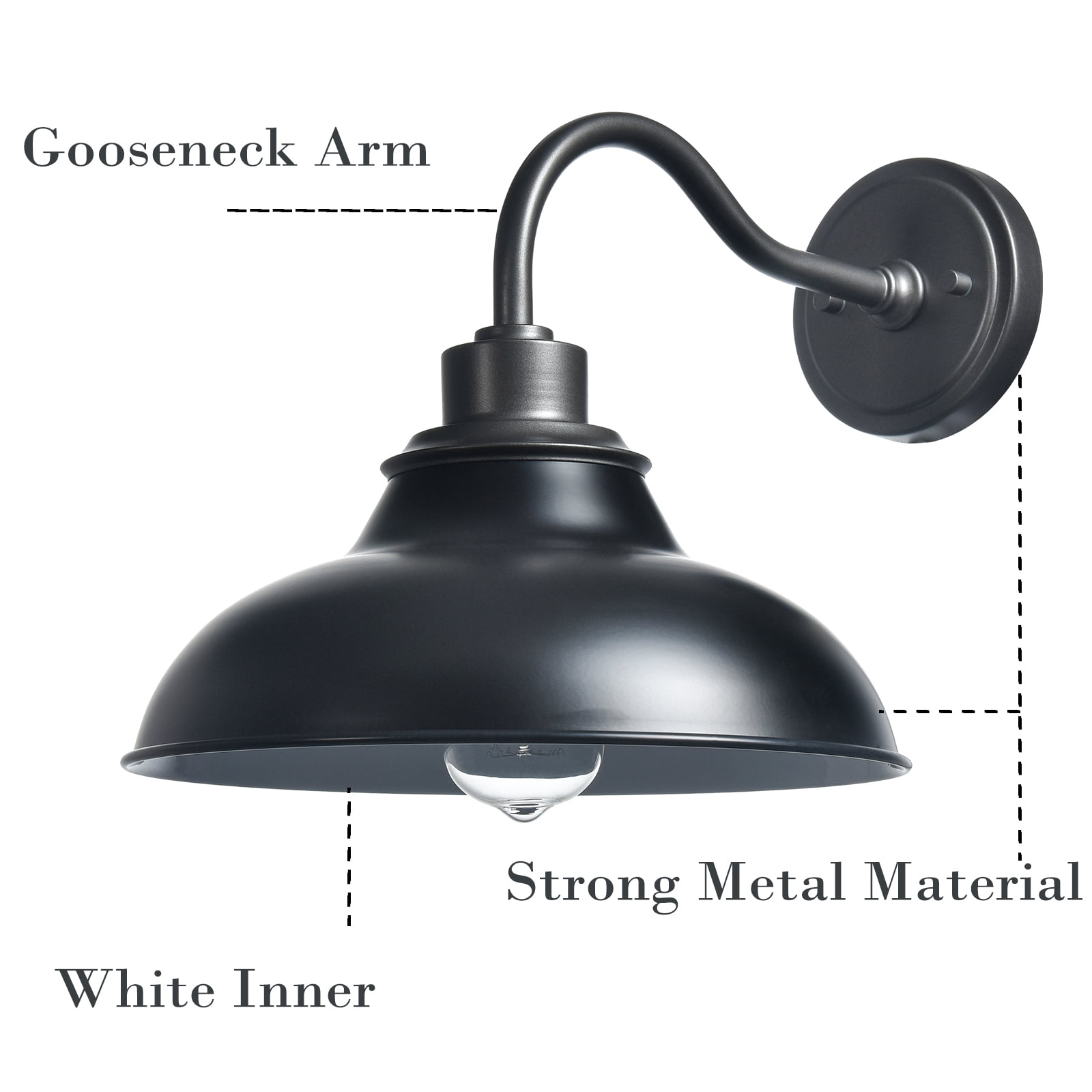 Vigoleno Black Gooseneck Wall Sconces Farmhouse Barn Light 1-Light