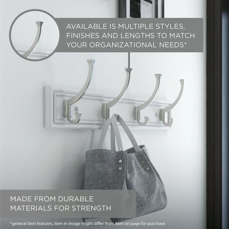 Franklin Brass 27 In. Wood Rack With 6 Heavy Duty Coat And Hat Hooks, Bark And Satin Nickel Franklin Brass 27 In. Wood Rack With 6 Heavy Duty Coat And Hat Hooks, Bark And Satin Nickel