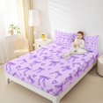 thumbnail image 2 of Manfei Kawaii Bow Knot Fitted Sheet Full,Purple Dreamy Bowtie Bed Set,3-Piece,1 Fitted Sheet and 2 Pillowcases, 2 of 6