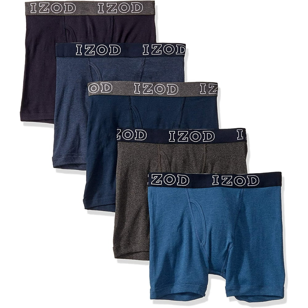 IZOD - IZOD Men's 5 Pack Cotton Boxer Briefs W/ Fly Pouch - Walmart.com ...