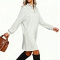 thumbnail image 5 of Fznquz Gris Robes de Printemps pour Femmes Tricot à Manches Longues Robe Chandail Décontractée 2026 Demi-Fermeture Éclair Robe pour Femmes, 5 of 5