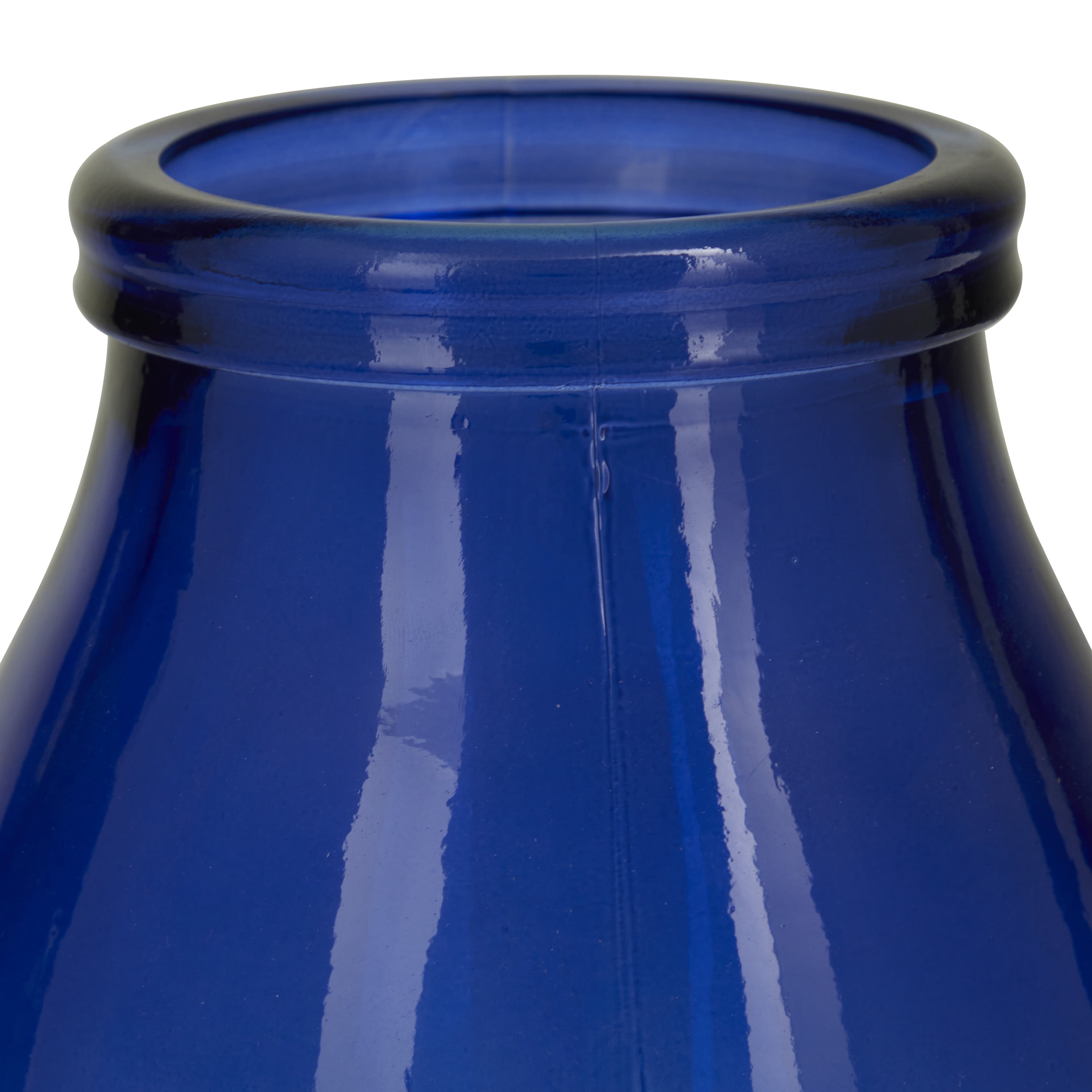 DecMode 11" Handmade Spanish Blue Recycled Glass Vase with Ombre Effect