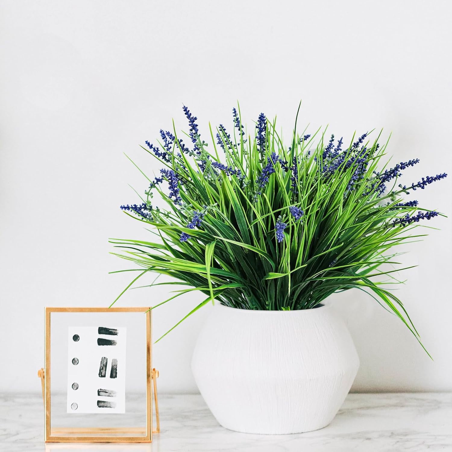 12 Bundles Artificial Plants Outdoor Flowers Fake Grass No Fade Faux Plastic Shrubs for Pot Garden Wedding Porch Hanging Planter for Window Box Decoration Greenery uv Resistant (GrassC1)