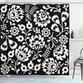thumbnail image 1 of Ambesonne Folk Art Shower Curtain, Polish Botanical Motifs, 69"Wx84"L, Charcoal Grey White, 1 of 3