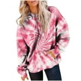 thumbnail image 5 of BiZtdJrK Womens Fall Hoodie Pullover Tie Dye Long Sleeve Casual Sweatshirts Drawstring Lightweight Loose Fit Hooded Shirts with Pocket Pink S, 5 of 8