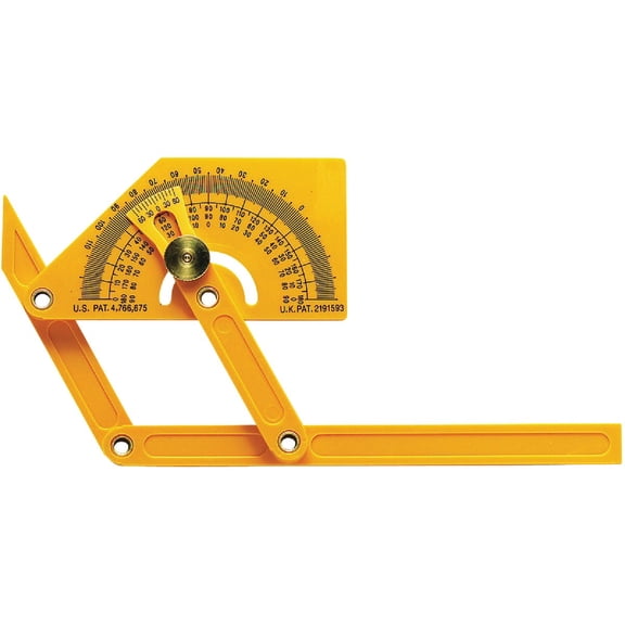General Tools 29 Plastic Protractor and Angle Finder, Outside, Inside, Sloped Angles, 0° to 180° , Yellow
