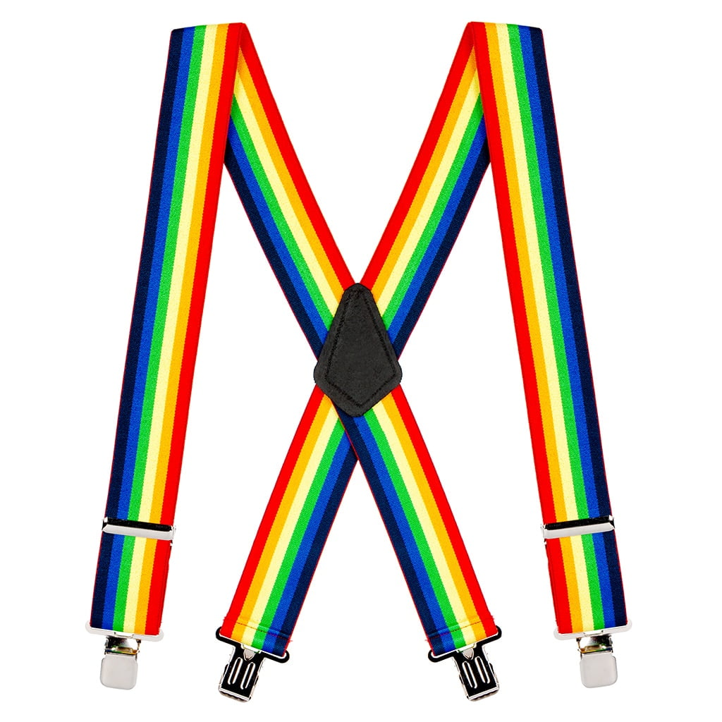 SuspenderStore Suspender Store 60 IN Rainbow Striped Clip Suspenders