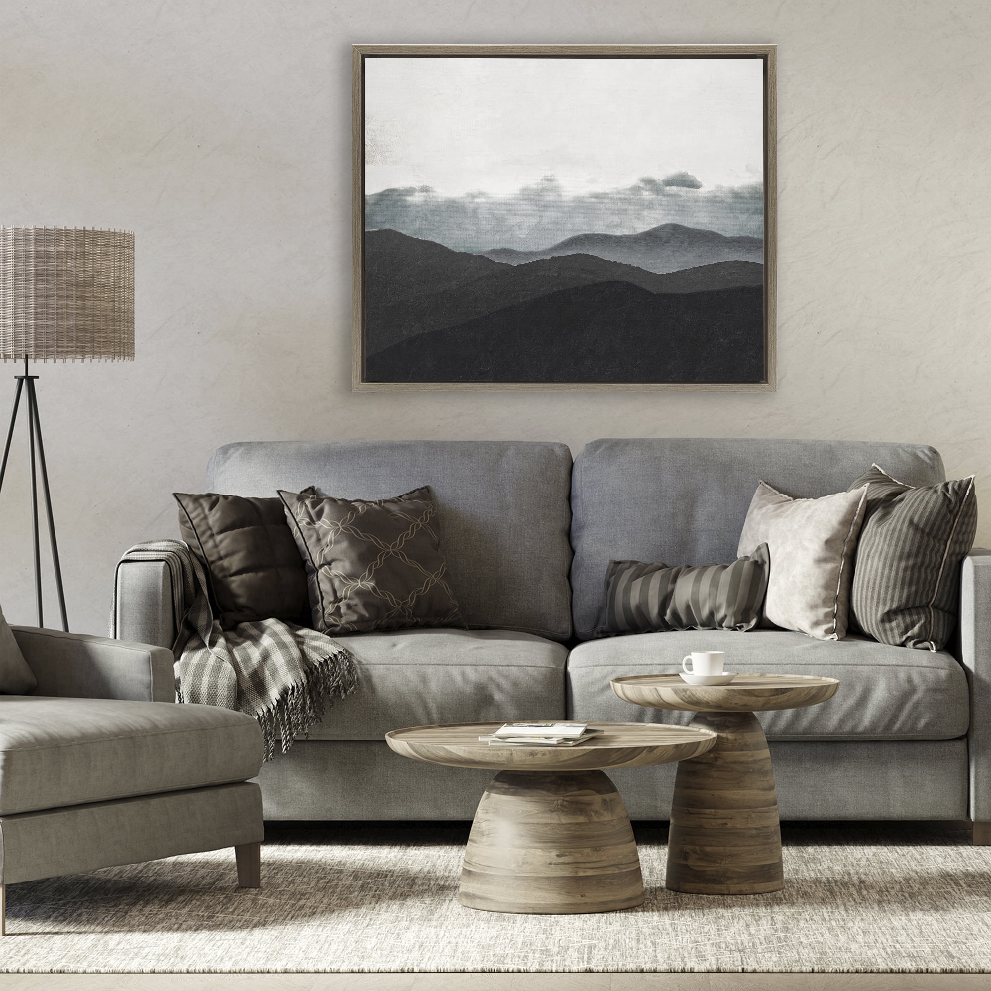 Stupell Industries Layered Foggy Hills Brown Framed Floater Canvas Wall Art, design by Elizabeth Medley