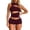 Wine, variant on Women’s 2 Piece Outfits Sleeveless Crew Neck Cut out Crop Top Bodycon Shorts Set Y2k Solid Color Stretchy Slim Fitted Summer Matching Sets for Night out Club Party Wear Wine S