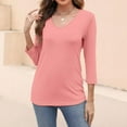 thumbnail image 7 of FCLoft Women's Summer Casual Loose Tops - 3/4 Sleeve V-Neck Color Block T-Shirts Tees, 7 of 7