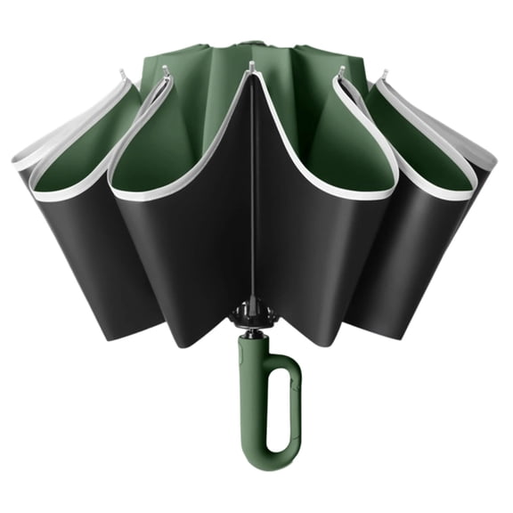 Strong Wind Resistant Inverted Folding Umbrella 42 Inch with Handle Reflective Strip Portable Travel Golf Umbrella Sun Rain Protection UV for Men Women Outdoor Commute