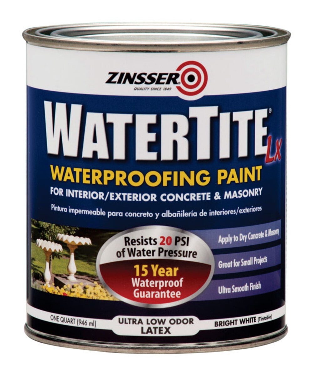 Rust-Oleum Zinsser 271098 Watertite Waterproofing Paint Water Base, 1  Quart, White