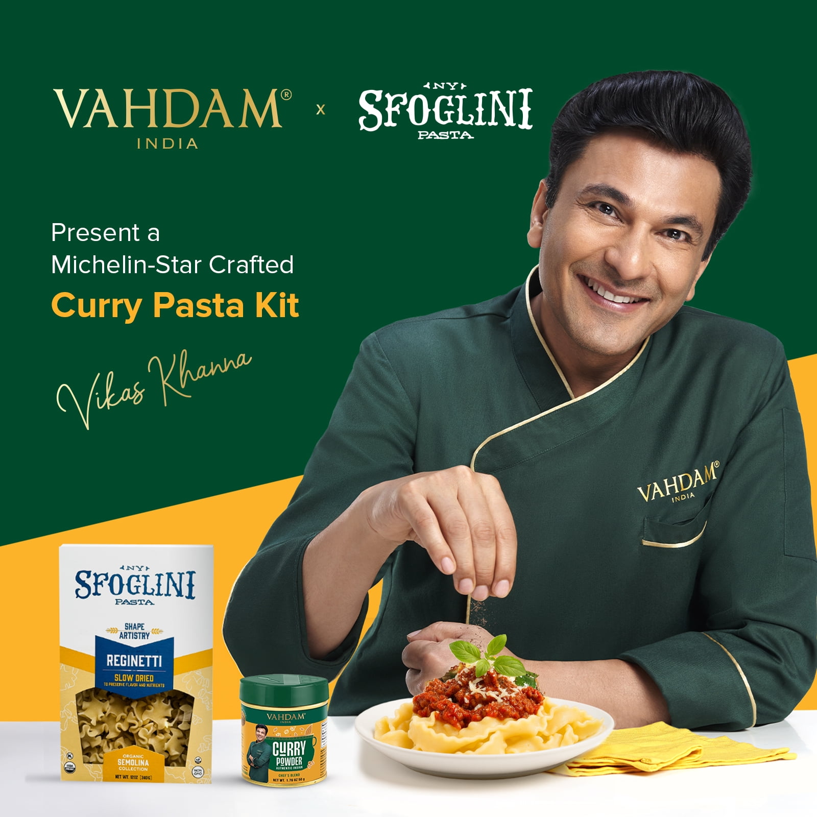VAHDAM® Indian Fusion Curry Pasta Kit, Ready-to-Cook, Chef-Curated, Vegetarian (17.8 oz)