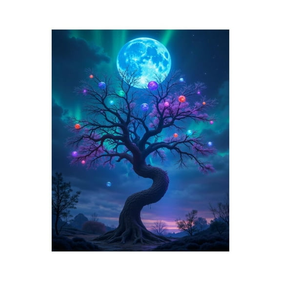 Paint by Numbers Kit for Adults, Mystical Glowing Tree Night Sky Paint by Numbers, Easy Paint by Numbers Kit for Adults Beginner, DIY Adult Paint by Number Kits on Canvas, 12x16in Home Decor