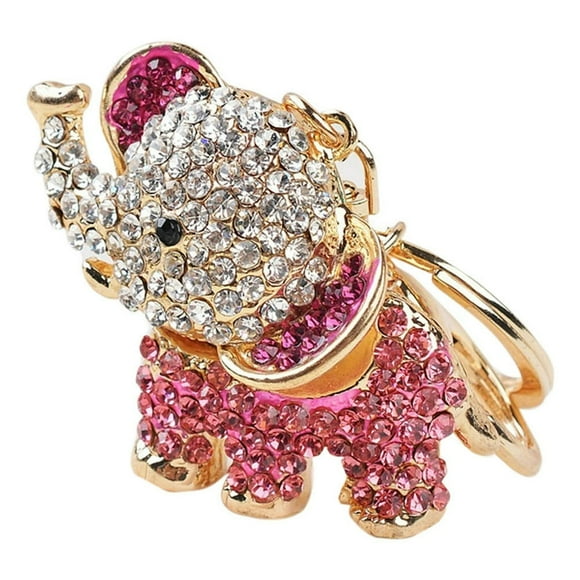 Animal Crystal Golden Color 3D Elephants Animal Key Chain Charm Pendant Keychain Key Ring