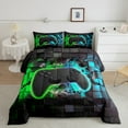 thumbnail image 2 of Erosebridal Teen Gamepads Bedding Sets Full with Comforter,Blue Green Duvet Insert,Geometric Buffalo Comforter Sets Full Size,Breathable Gradient Bedroom Decorative,Reversible,3pcs, 2 of 8