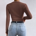 thumbnail image 5 of Women T Shirts Long Sleeve Crew Neck Slim Fit Basic Tees Business Casual Spring Outfits Cute Womens Tops Size M, 5 of 7