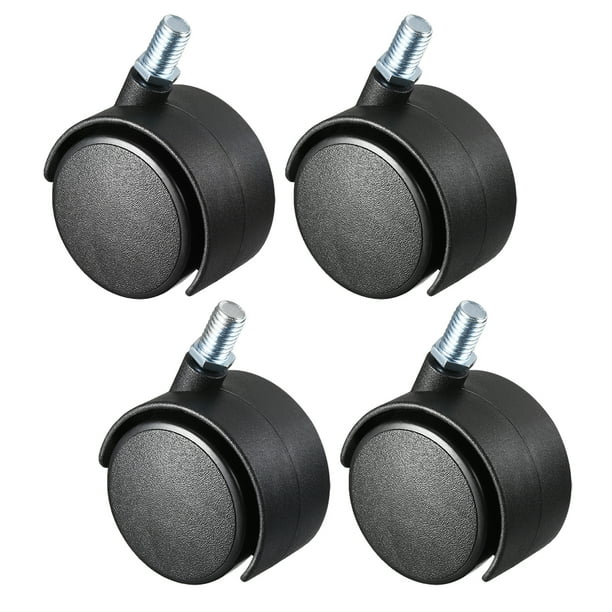 4 Pcs 2 Inch Office Chair Casters Twin Wheel,Threaded Stem Mount