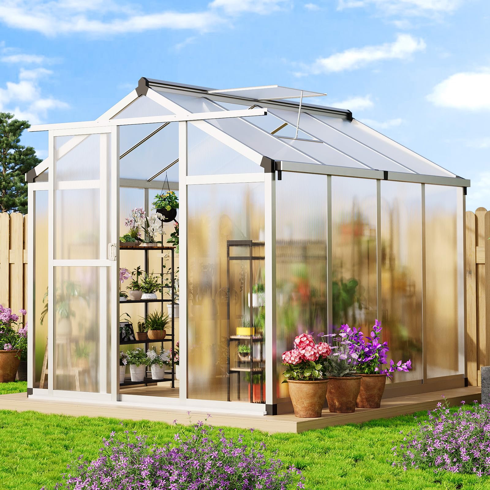 8x14ft Greenhouse for Outdoors, Enhanced Aluminum Frame Greenhouse