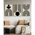 thumbnail image 3 of Black Abstract Wall Art Framed Canvas Painting Artwork Geometry Minimalist Sun Lines for Office Dining Room Hallway 24x36in Natural Framed, 3 of 8