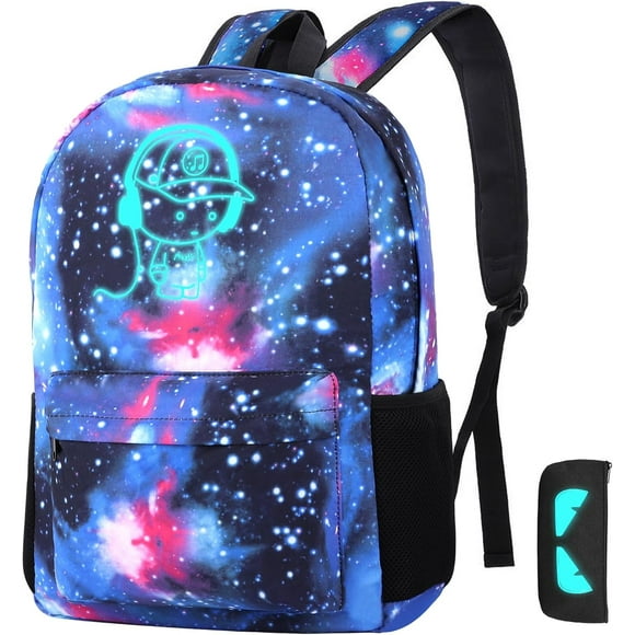 Luminous School Bag Anime School Backpack Music Boys Rucksack Cool Book Bag Lightweight School Daypacks with Pen Case