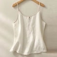 thumbnail image 5 of Puntoco Tops de cuello cuadrado para mujer, moda informal de verano, cómodos, holgados, cuello redondo, sin mangas y top de lino, 5 of 5