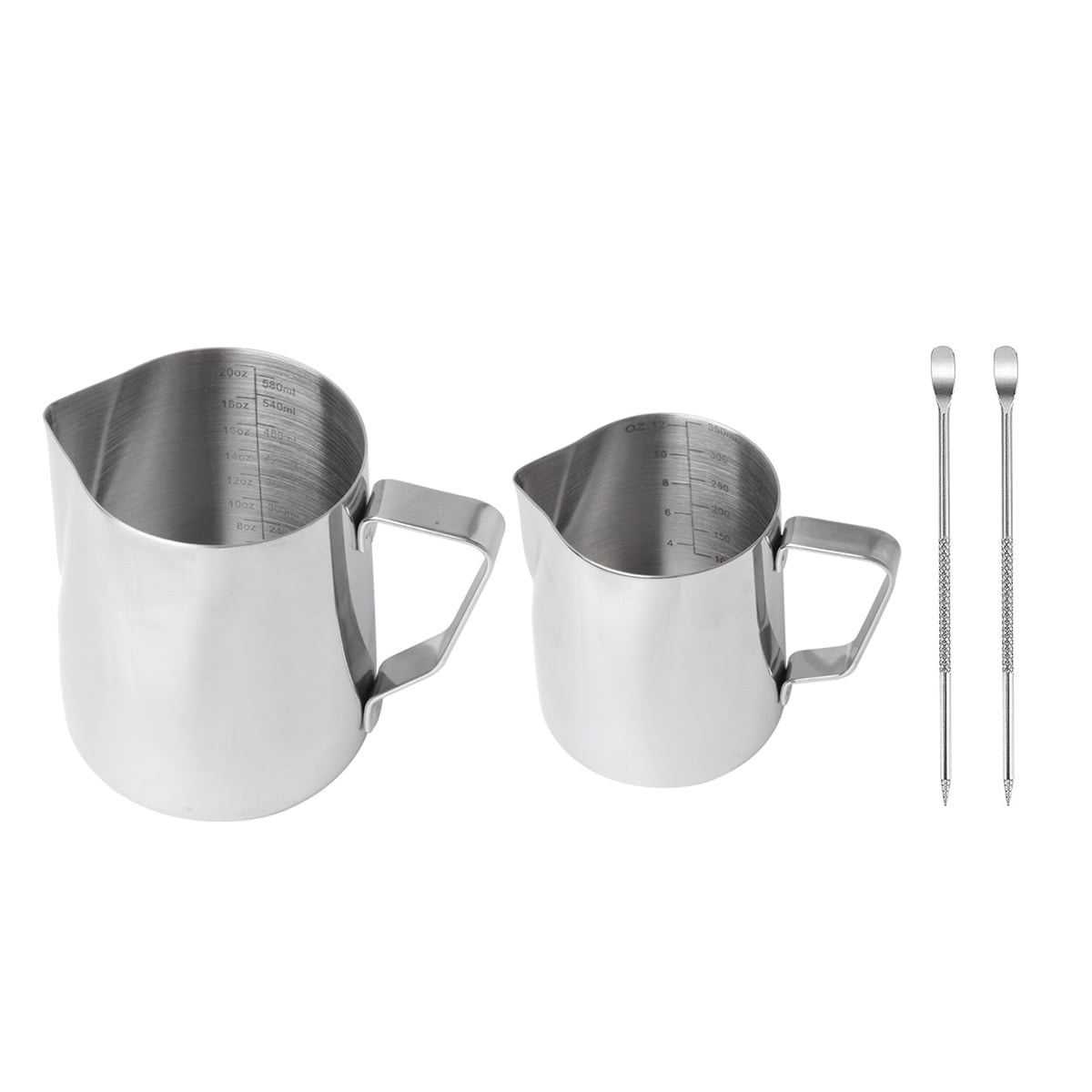 2 Pack Milk Frothing Pitcher,12Oz & 20Oz Espresso Steaming Pitcher,for