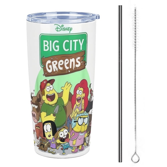 Big City Greens 20 oz Stainless Steel Tumbler Cup with Lid Double Walled Insulated Travel Coffee Cup Keeps Drinks Cold & Hot