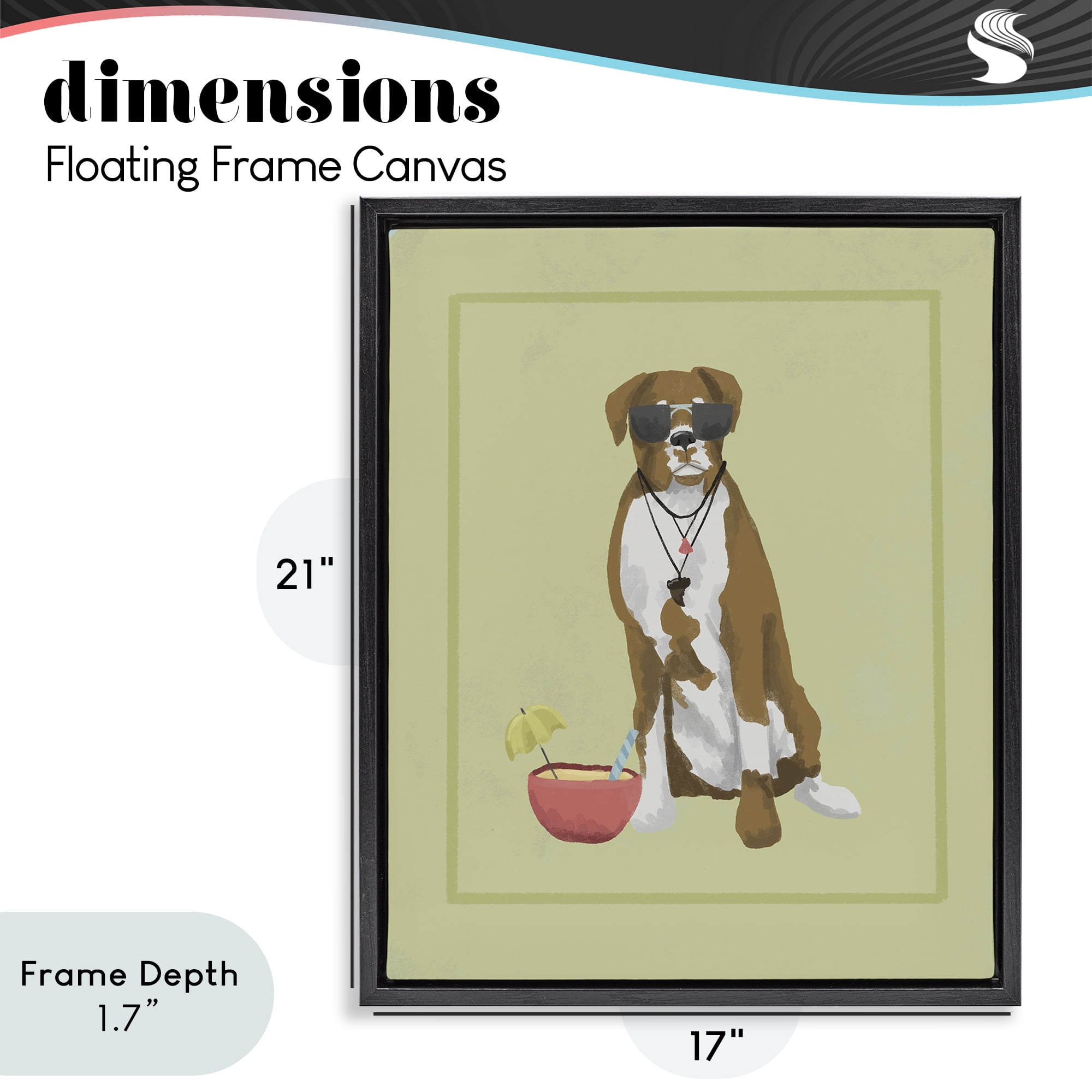 Stupell Industries Boxer Beach Day Black Framed Floater Canvas Wall Art, design by Sadie Harper