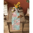 thumbnail image 5 of Table Runner Dresser Scarves 60 Inch Long, Ocean Teal and Orange Sea Coral on Linen Linen Dining Table Runners Nautical Abstract Marine Life Tabletop Scarf for Wedding Holiday Party Kitchen, 5 of 9