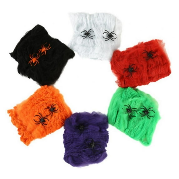 6 PACK Scary Halloween Spider Web With Spiders Haunted House Horror Party Props Decors