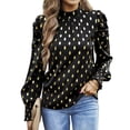 thumbnail image 2 of Women Mock Neck Puff Long Sleeve Tops Casual Loose Pullovers Shirts Blouse Long Sleeve Office Shirt Top, 2 of 6