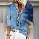 thumbnail image 2 of Tops de Mujer Camisas Casuales Blusas Moda Somfortable Cuello en V Manga 3/4 Top Estampado Odeerbi ODB153401, 2 of 8