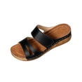 thumbnail image 2 of RKSTN Wedge Sandals for Women Wide Width Sandals Women Plus Size Breathable Peep Toe Stitched Thick Soled Slip on Womens Slides with Adjustable Hook and Loop Strap, 2 of 7