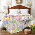 thumbnail image 3 of Throw Blanket Fleece Throw Blanket 50x60in, Spring Easter Bunny Flowers Soft Lightweight Bed Blankets Watercolor Eggs Striped Fuzzy Couch Blankets for All Season, 3 of 9