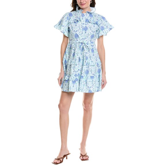 Sail to Sable womens Tiered Mini Dress, XL, Blue
