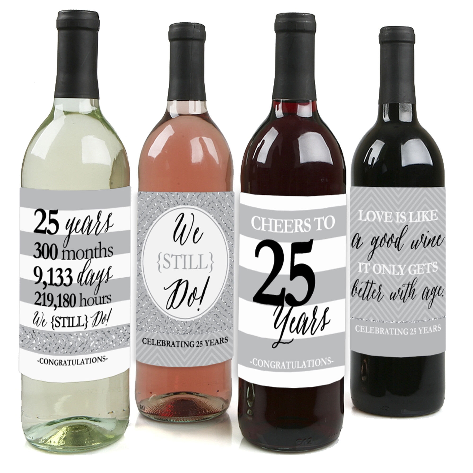 We Still Do 25th Wedding Anniversary Wine Bottle Labels Set of 4