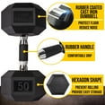 thumbnail image 2 of PRISP Rubber Encased Hex Dumbbell - Cast Iron Hand Weight for Home Gym, Exercise and Fitness with Rubber Grip; Sold Individually, 2 of 8