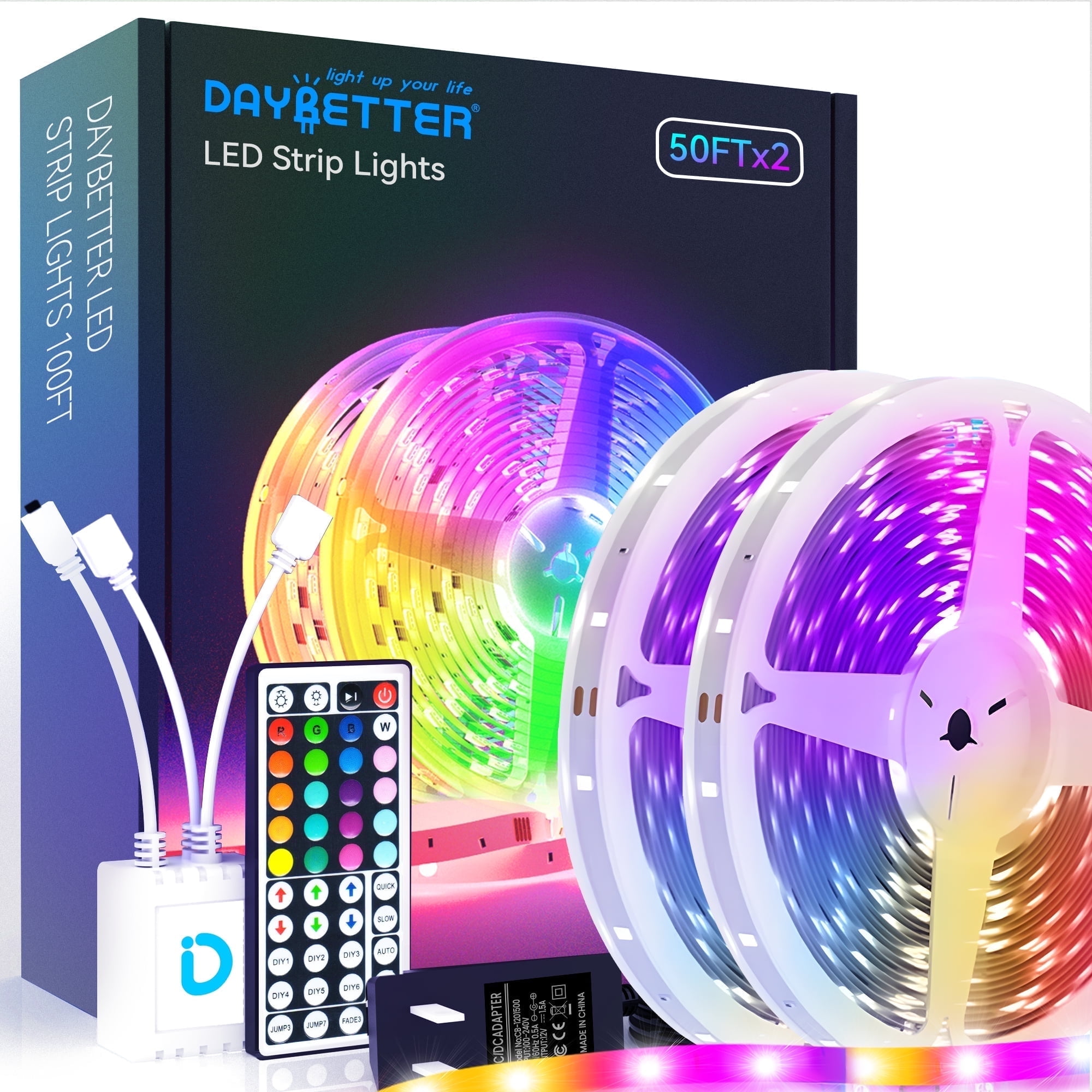 Daybetter 100ft Led Strip Lights with Remote and Power Supply photo 1