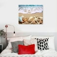 thumbnail image 4 of JEUXUS Beach Waves Wall Art One Panel Sands Conch Starfish Giclee Pictures Photo Canvas Prints on Framed Wall Art Blue Ocean Decor Pictures Artwork for Home Decor wall art, 20x16 Inch, 4 of 4