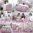 thumbnail image 5 of 3 Piece Pink Boho Duvet Cover Set Full Size,Microfiber Comforter/Quilt Cover with Corner Ties and 2 Pillowcases,Ethnic Tribal Floral Abstract Art Aesthetics All Season Bedding with Zipper Closure, 5 of 8