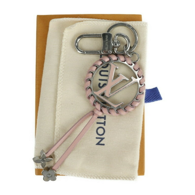 Authenticated Used LOUIS VUITTON Louis Vuitton Portocre Berry LV Circle Key  Holder M63081 Metal Leather Silver Pink Monogram Flower Bag Charm Ring 